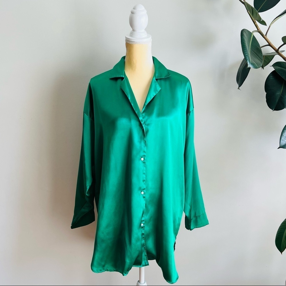 Victoria's Secret Green Satin Pajama Top